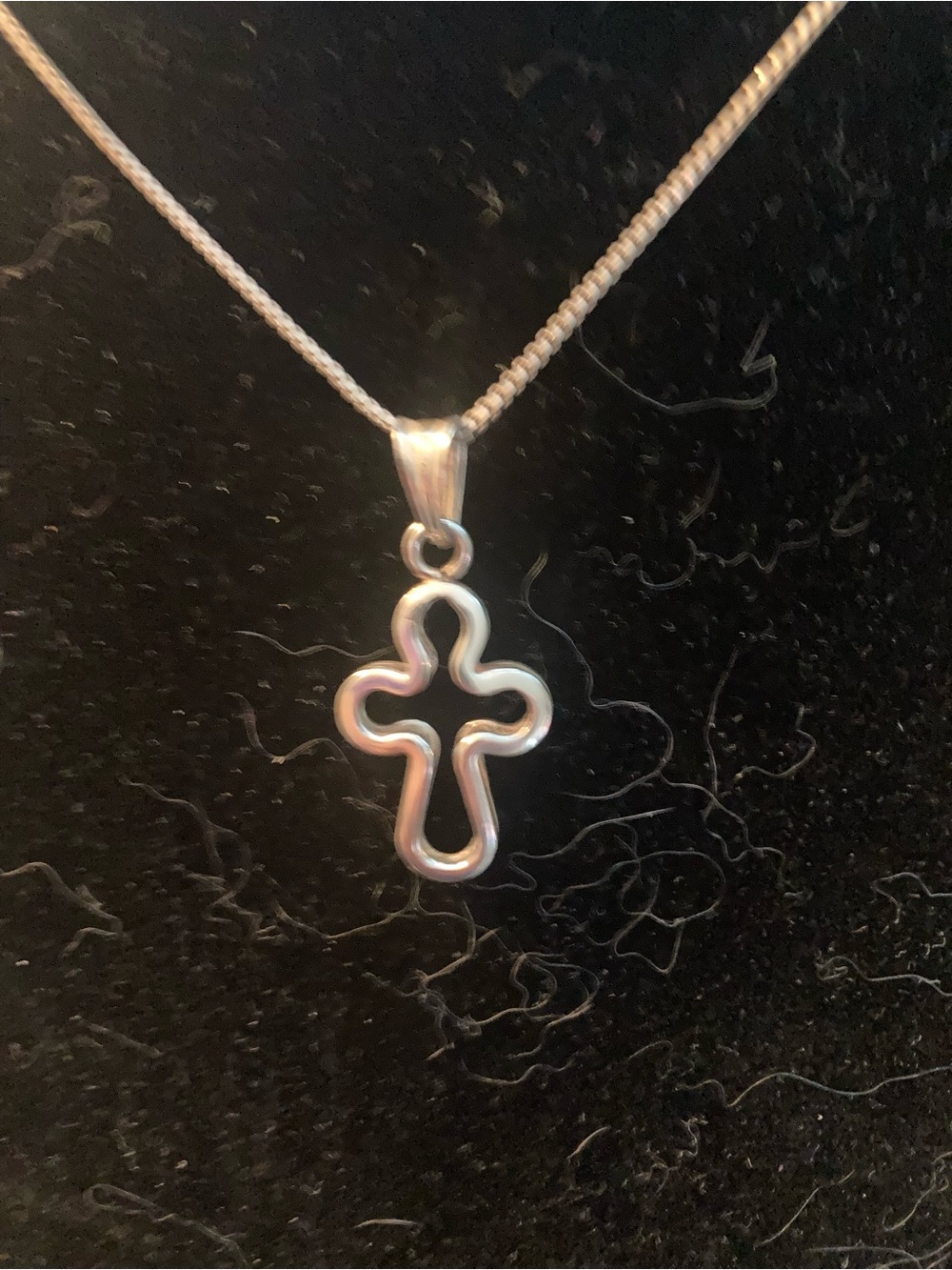 Sterling silver cross on 16” silver chain